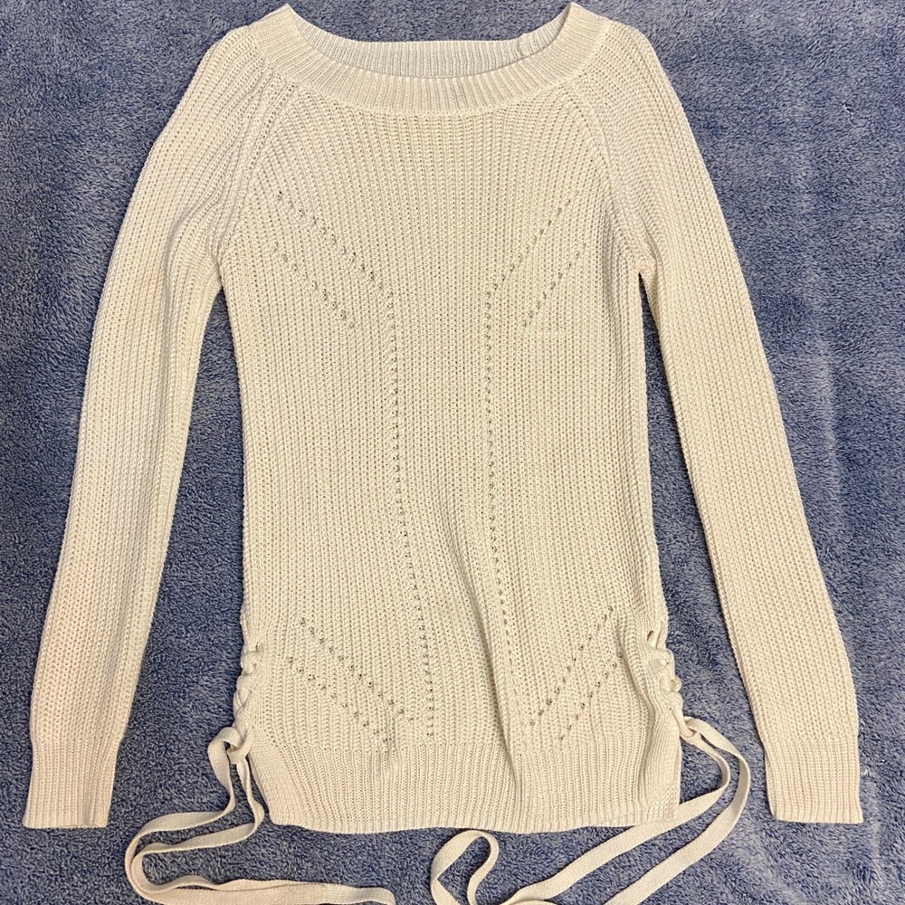 Juniors SO Cream Sweater with Side Ties - Size S